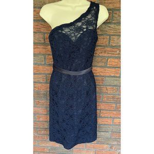 Kennedy Blue Dress Size 2 One Shoulder Formal Lined Boned Padded Chest Lace Zip